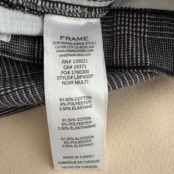Frame "Le Bardot" Pants in Blk/White Check, size 25 - Picture 6 of 7